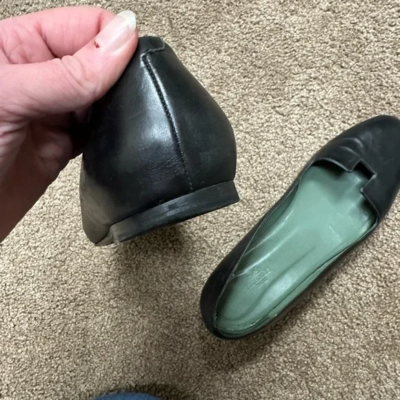 Authentic Hermes Joy Elegant Black Leather Flats - size 10 - Picture 4 of 9
